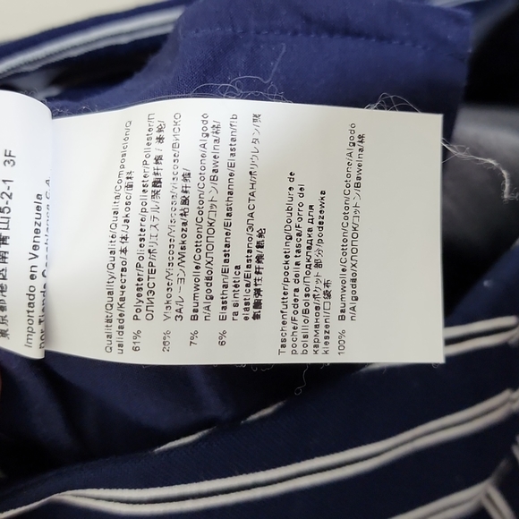 Hugo Boss Tebella Navy Striped Blue Crop Pants Size 10 - Picture 9 of 10